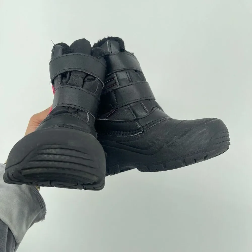 Wonder Nation Girls Black Pink Winter Boots Water Resistant Sherpa Lined Size 12